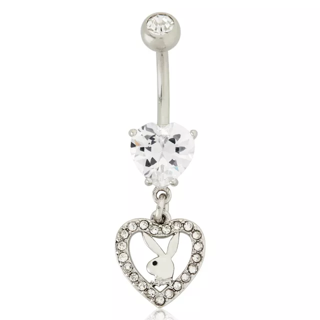 Playboy Silvertone Titanium Heart Dangle Belly Ring 14 Gauge Spencer's