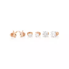 Multi-Pack CZ Rose Goldtone Playboy Bunny Titanium Stud Earrings 3 Pair - 20 Gauge at Spencer's