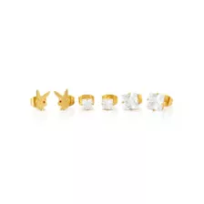 Multi-Pack CZ Goldtone Playboy Bunny Titanium Stud Earrings - 3 Pair at Spencer's