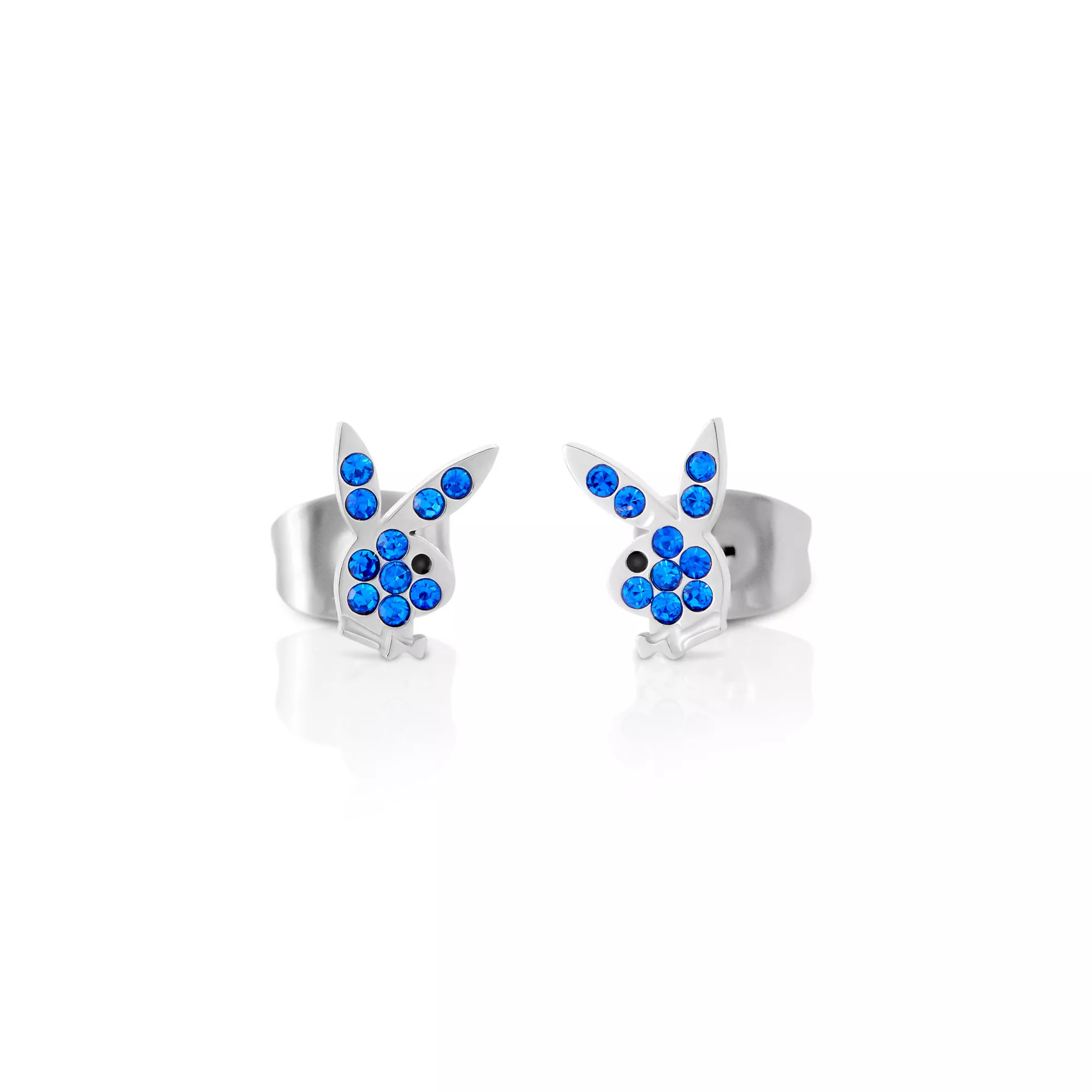 Multi-Pack Blue CZ Playboy Bunny Titanium Heart Stud Earrings 3 Pair - 20 Gauge at Spencer's