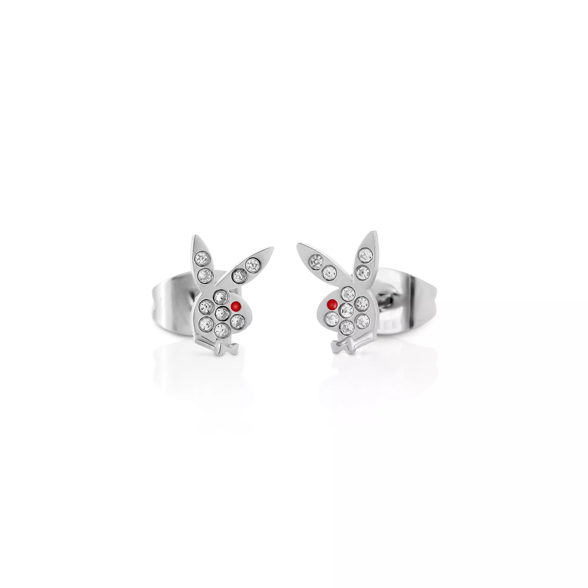 Multi-Pack CZ Silvertone Playboy Bunny Titanium Heart Stud Earrings 3 Pair - 20 Gauge at Spencer's
