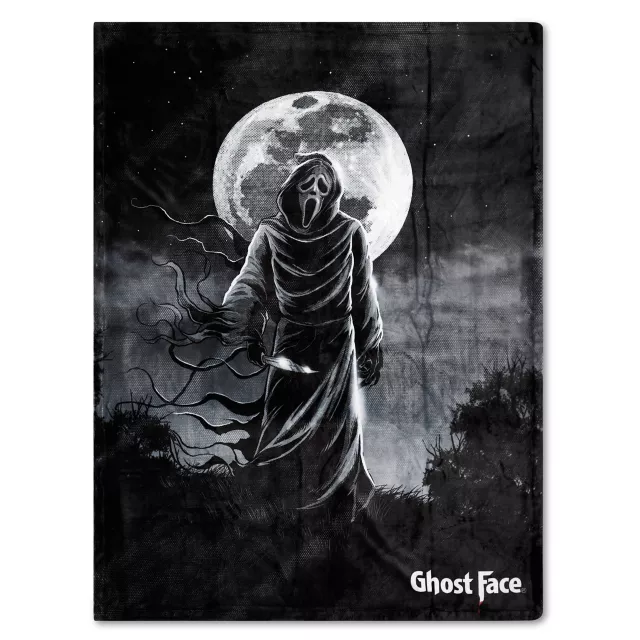 Ghost Face Moon Double Sided Fleece Blanket at Spencer's