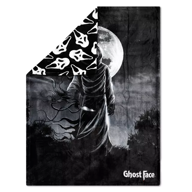 Ghost Face Moon Double Sided Fleece Blanket at Spencer's