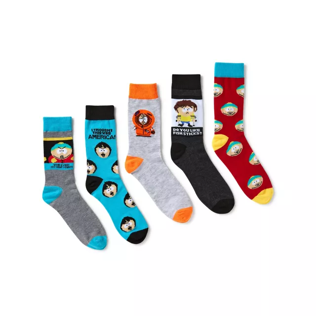 Funny South Park Characters Crew Socks - 5 Pack at Spencer's