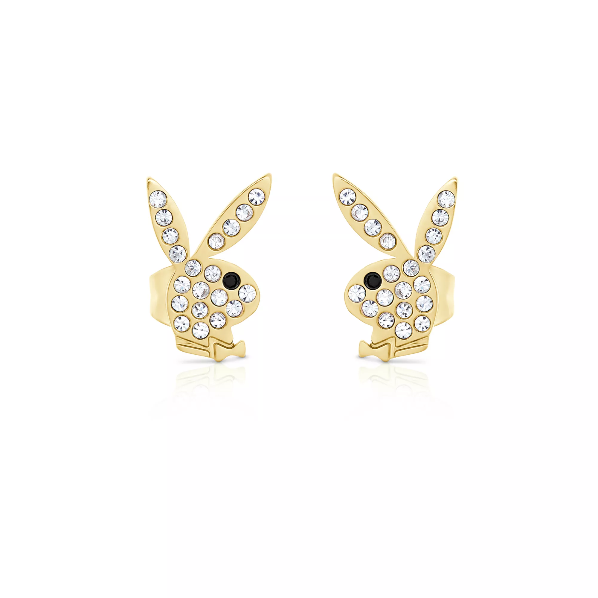 CZ Playboy Goldtone Titanium Stud Earrings - 20 Gauge at Spencer's