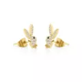 CZ Playboy Goldtone Titanium Stud Earrings - 20 Gauge at Spencer's