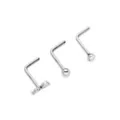 Multi-Pack CZ Playboy Titanium L-Bend Nose Rings 3 Pack - 20 Gauge at Spencer's