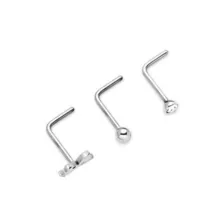 Multi-Pack CZ Playboy Titanium L-Bend Nose Rings 3 Pack - 20 Gauge at Spencer's