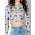 Butterfly Mushroom Mesh Crop Top at Spencer's