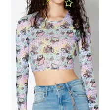 Butterfly Mushroom Mesh Crop Top at Spencer's