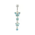 Blue and Silver Titanium Butterfly Dangle Belly Ring - 14 Gauge at Spencer's