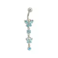 Blue and Silver Titanium Butterfly Dangle Belly Ring - 14 Gauge at Spencer's