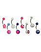 Multi-Pack Blue and Pink Banana Belly Rings 8 Pack - 14 Gauge