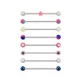 Multi-Pack CZ Silvertone Pink and Blue Star Industrial Barbells 8 Pack - 14 Gauge at Spencer's