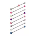 Multi-Pack CZ Silvertone Pink and Blue Star Industrial Barbells 8 Pack - 14 Gauge at Spencer's