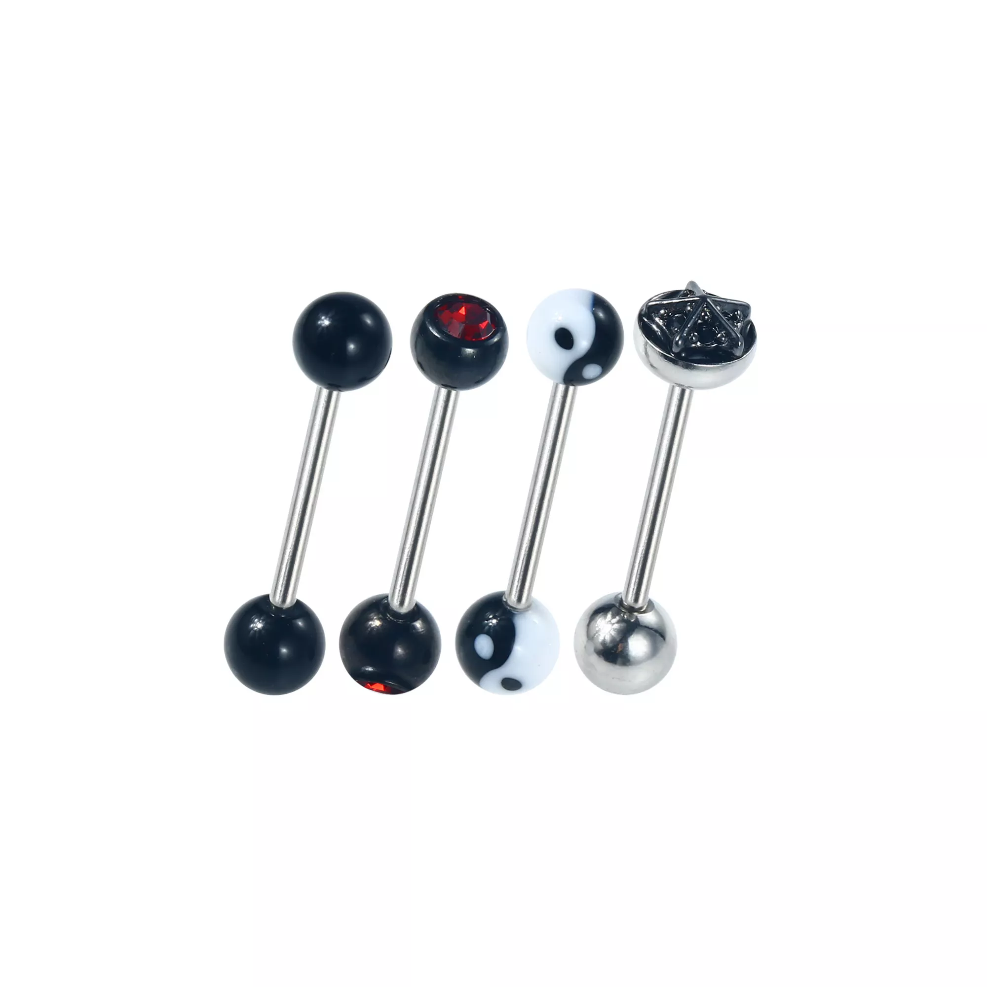 Multi-Pack CZ Star and Yin Yang Barbells 4 Pack - 14 Gauge at Spencer's