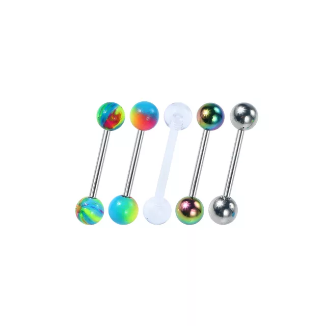 Multi-Pack Rainbow and Metallic Barbells 5 Pack - 14 Gauge at Spencer's