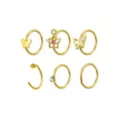 Multi-Pack CZ Goldtone Titanium Butterfly Hoop and Half Hoop Nose Rings 6 Pack - 20 Gauge at Spencer's