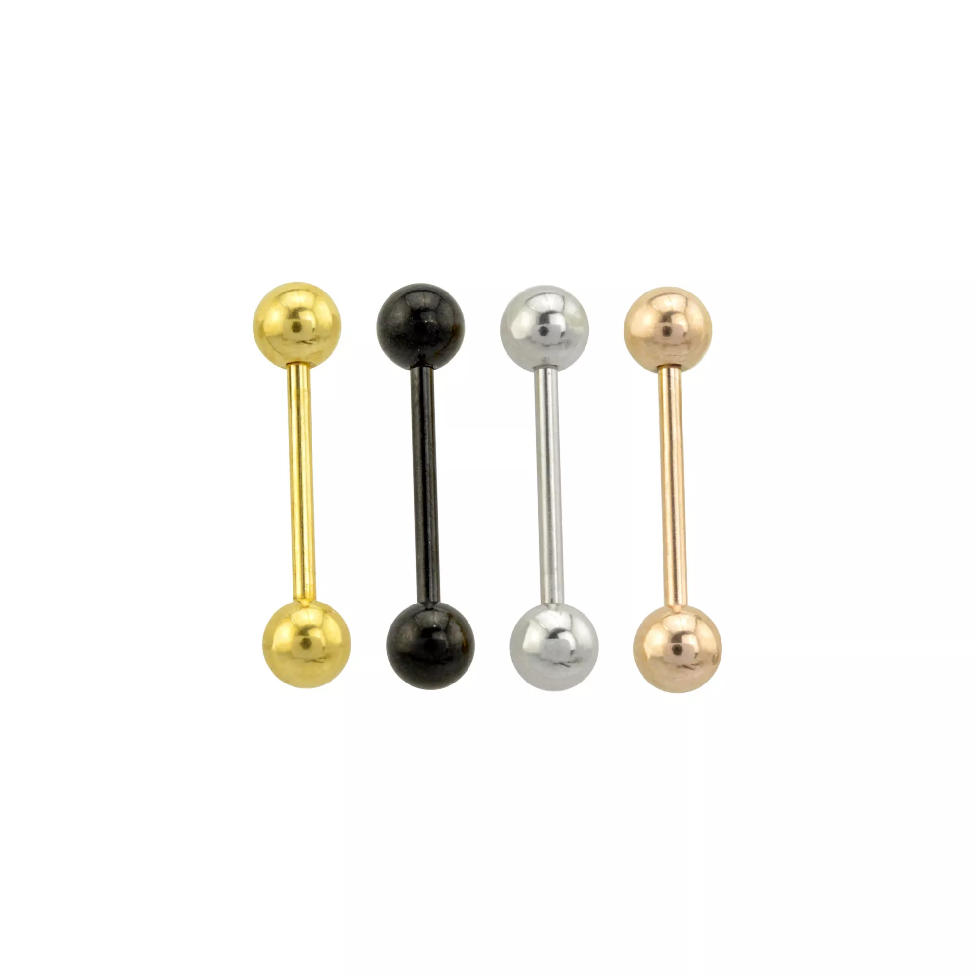 Multi-Pack Goldtone Black Silvertone Rose Goldtone Barbells 4 Pack - 14 Gauge at Spencer's