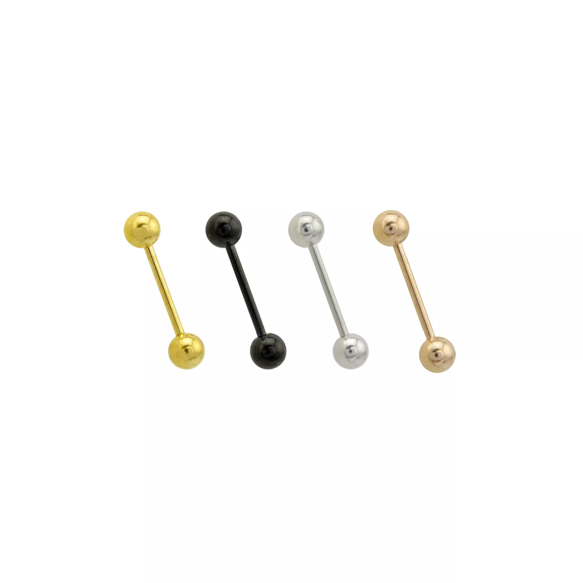 Multi-Pack Goldtone Black Silvertone Rose Goldtone Barbells 4 Pack - 14 Gauge at Spencer's