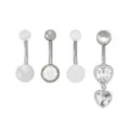 Multi-Pack CZ Glow in the Dark and Glitter Belly Rings 4 Pack - 14 Gauge at Spencer's