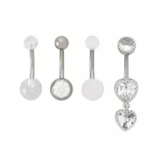 Multi-Pack CZ Glow in the Dark and Glitter Belly Rings 4 Pack - 14 Gauge at Spencer's