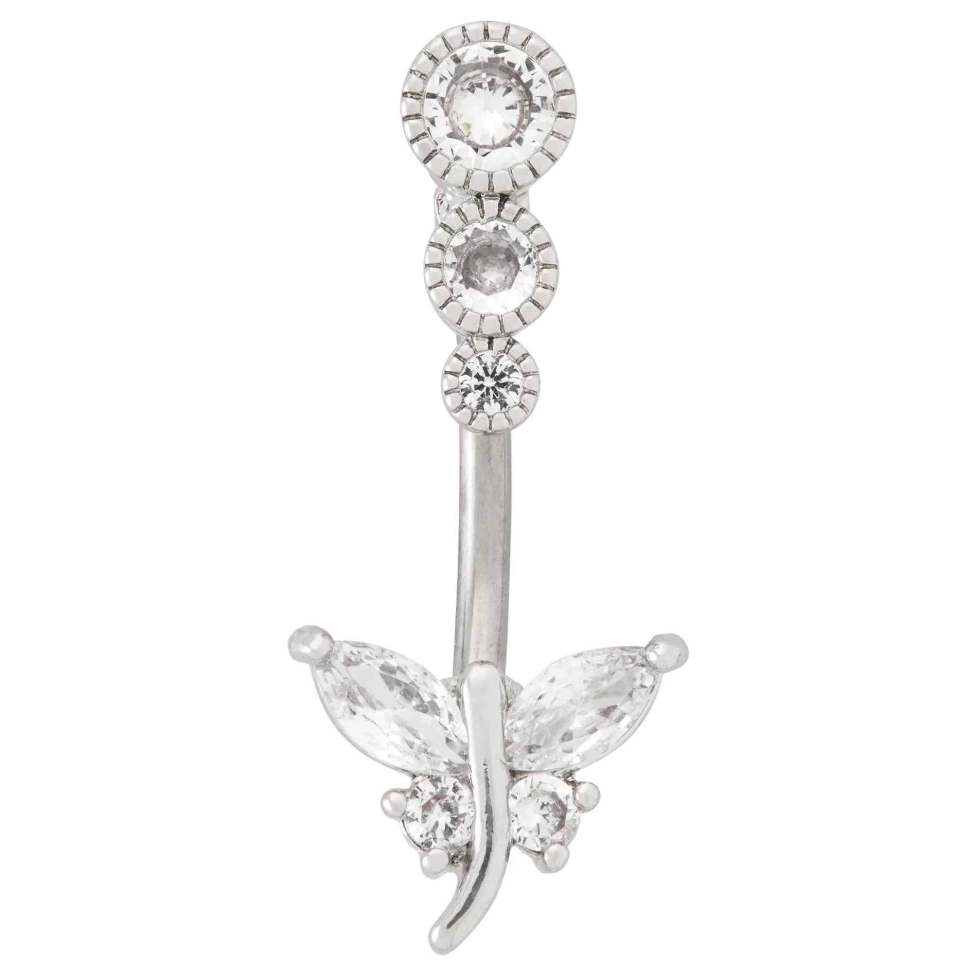 CZ Butterfly Titanium Belly Ring - 14 Gauge at Spencer's