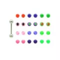 Barbell with Multi-Color Leaf and Glitter Extra Balls - 14 Gauge at Spencer's