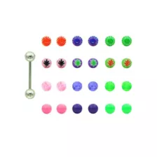 Barbell with Multi-Color Leaf and Glitter Extra Balls - 14 Gauge at Spencer's