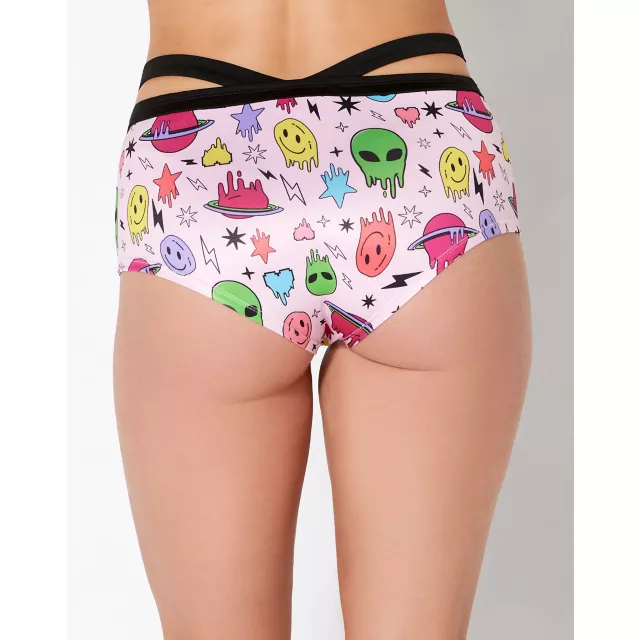 Pink Space Print Booty Shorts at Spencer's