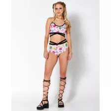 Pink Space Print Caged Bralette at Spencer's