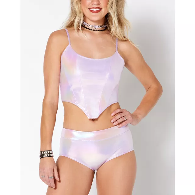 Iridescent Corset Tank Top at Spencer's