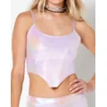 Iridescent Corset Tank Top at Spencer's