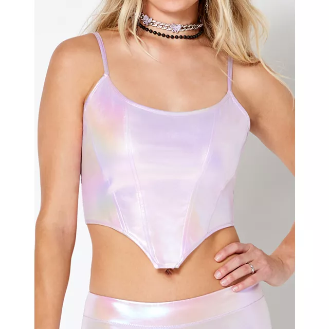 Iridescent Corset Tank Top at Spencer's