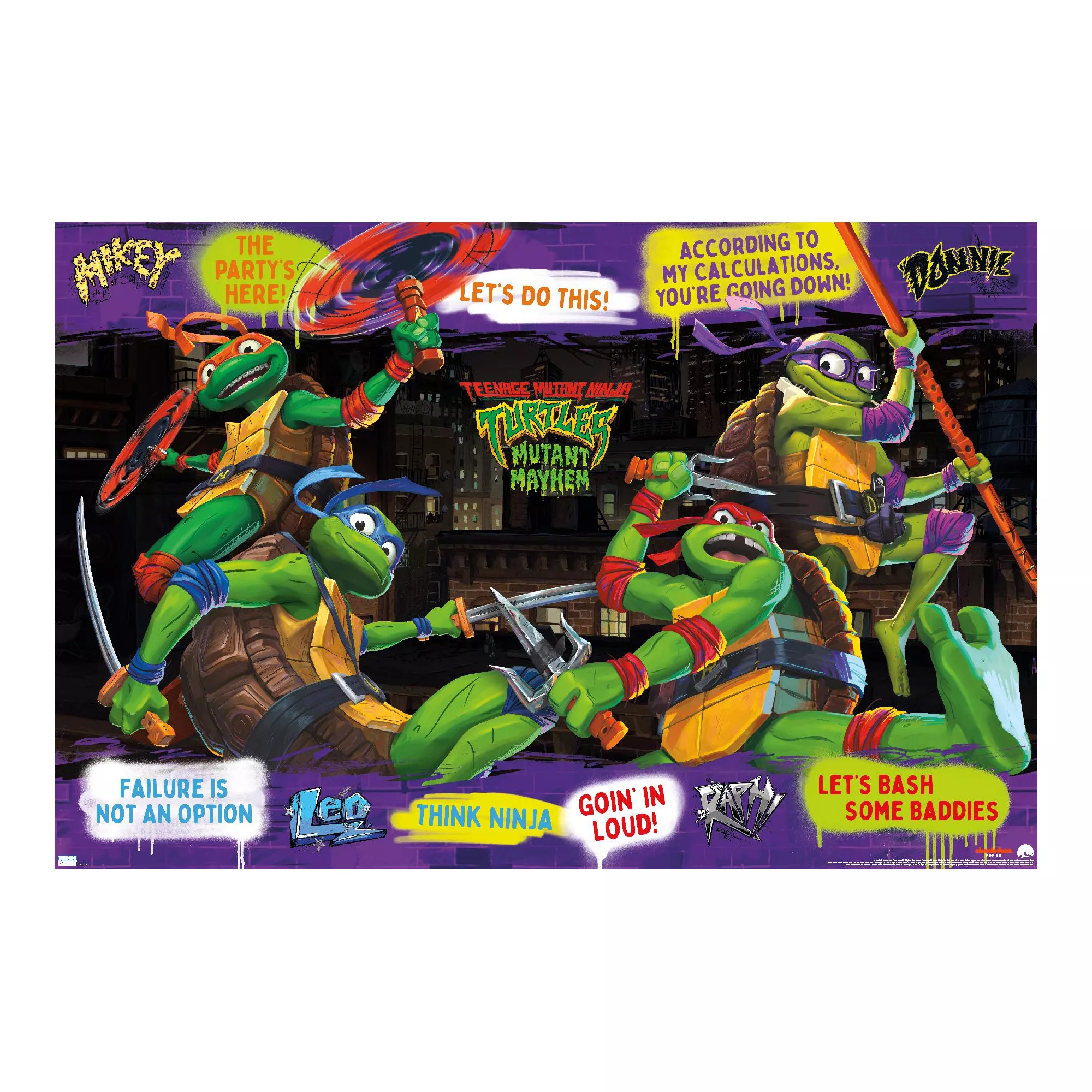 TMNT Mayhem Phrases Poster - Teenage Mutant Ninja Turtles Mutant Mayhem at Spencer's