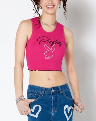 Hot Pink Lettuce Edge Bunny Tank Top - Playboy