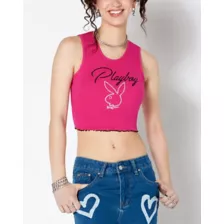 Hot Pink Lettuce Edge Bunny Tank Top - Playboy at Spencer's