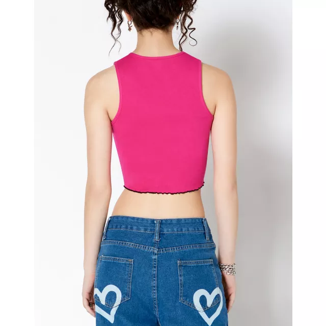 Hot Pink Lettuce Edge Bunny Tank Top - Playboy at Spencer's