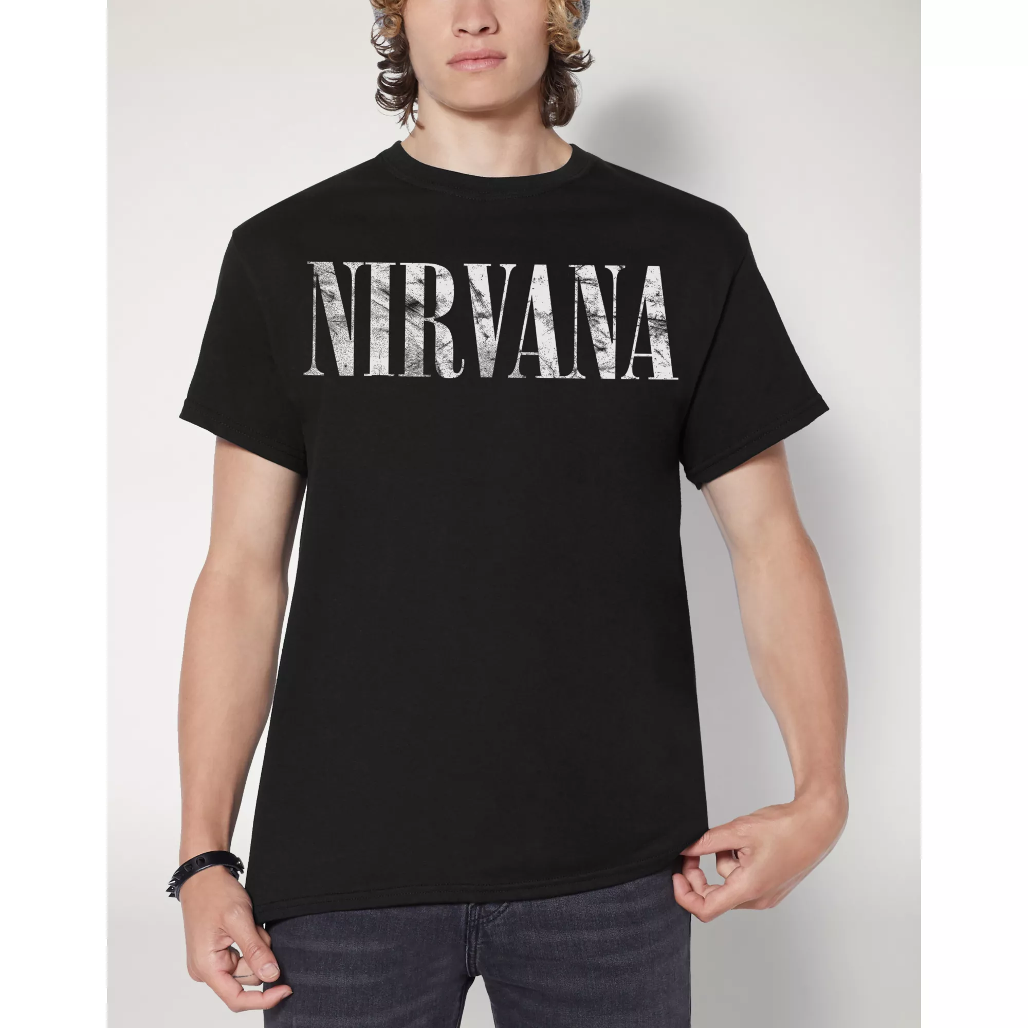 Black Floral Smiley Nirvana T Shirt at Spencer's
