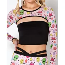 Pink Space Print Shrug Top at Spencer's