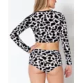 Cow Print Mesh Crop Top at Spencer's