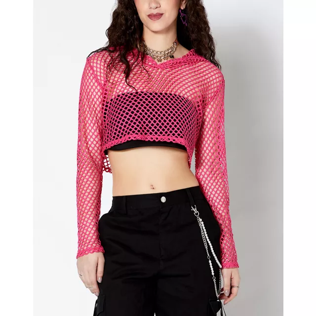 Mesh hoodie crop top online