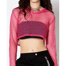 Pink Open Mesh Cropped Hoodie at Spencer's