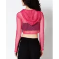 Pink Open Mesh Cropped Hoodie at Spencer's