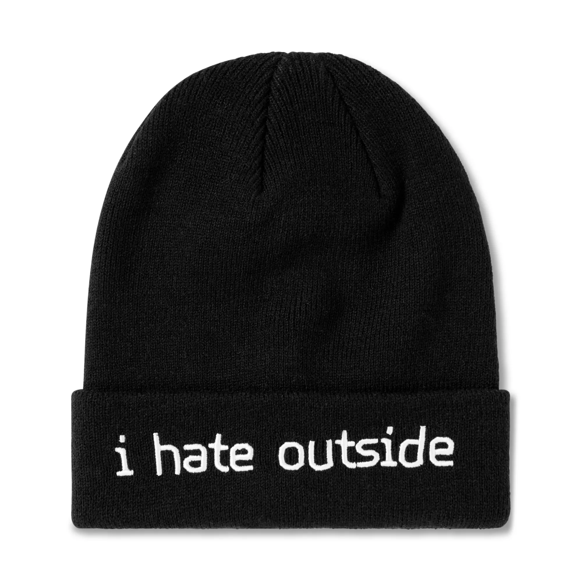 I Hate Outside Cuff Beanie Hat at Spencer's
