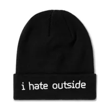 I Hate Outside Cuff Beanie Hat at Spencer's