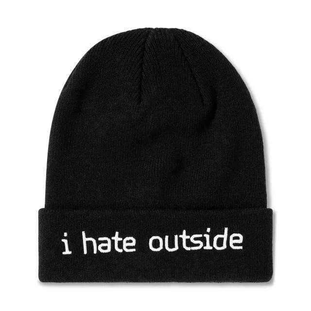 I Hate Outside Cuff Beanie Hat at Spencer's