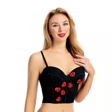 Red sequins shops corset boustier lingerie