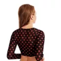 Black and Red Heart Mesh Crop Top at Spencer's