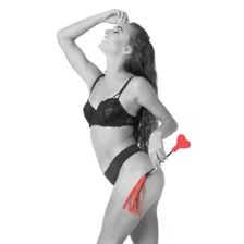 Red Heart Amor Riding Crop and Flogger - Pleasure Bound at Spencer's